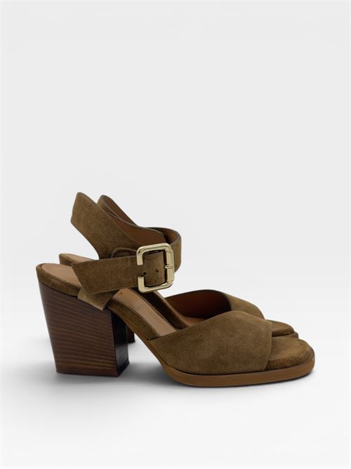 Sandali marrone chiaro con tacco e cinturino da donna  IL LACCIO | PERLA06VELOURWHISKY377